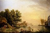 Claude-joseph Vernet Canvas Paintings - Landscape With Bathers